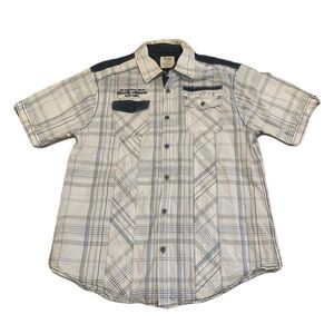 Private Member Men's Plaid Short Sleeve Button Up Shirt Size L